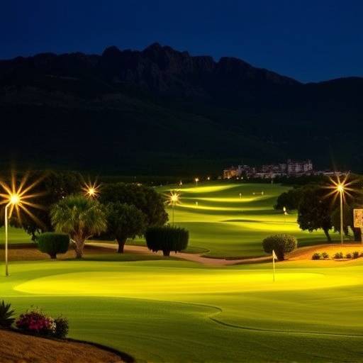 Campo de golf verde con monta&radic;&plusmn;as de fondo en la Costa del Sol