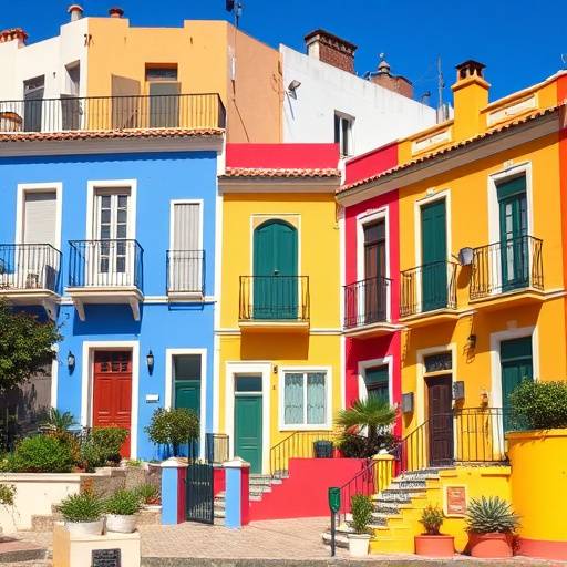 Casas de colores en el Barrio de Santa Cruz de Alicante