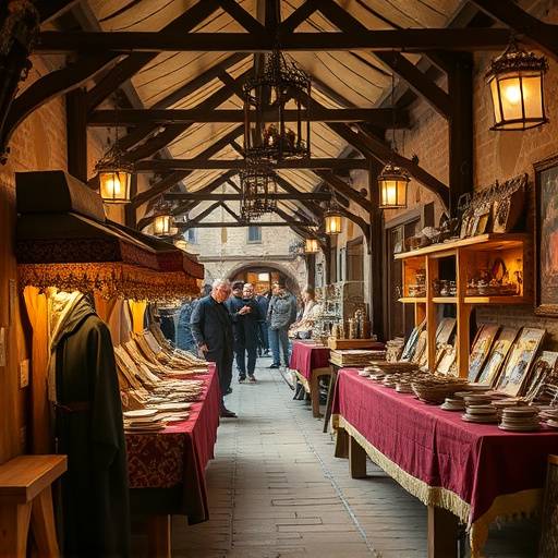 Mercado medieval con puestos de artesan&radic;&ne;a y recreaciones hist&radic;&ge;ricas